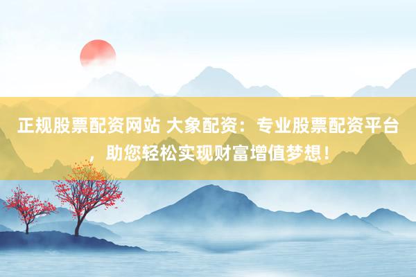 正规股票配资网站 大象配资：专业股票配资平台，助您轻松实现财富增值梦想！
