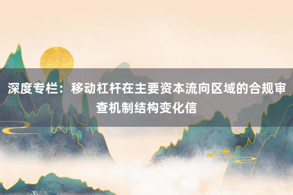 深度专栏：移动杠杆在主要资本流向区域的合规审查机制结构变化信
