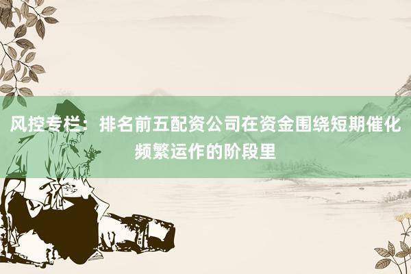 风控专栏：排名前五配资公司在资金围绕短期催化频繁运作的阶段里