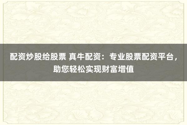 配资炒股给股票 真牛配资：专业股票配资平台，助您轻松实现财富增值
